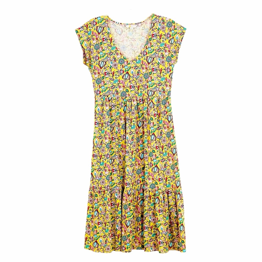 Boden Voop Cotton Tiered Midi Dress Daffodil Kaleidoscopic Floral 4P Boho - Picture 3 of 13
